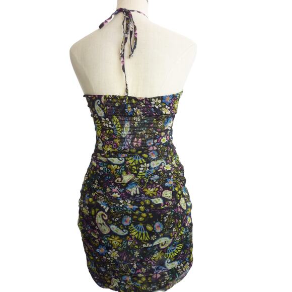 Zara Floral Chiffon Mini Dress String Halter Dress M - Picture 3 of 6